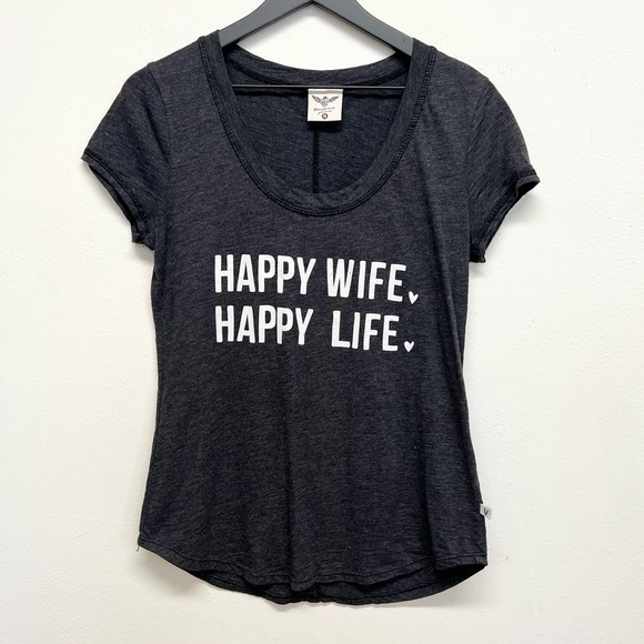 atx mafia Happy Wife Happy Life Graphic Tee - Picture 1 of 5